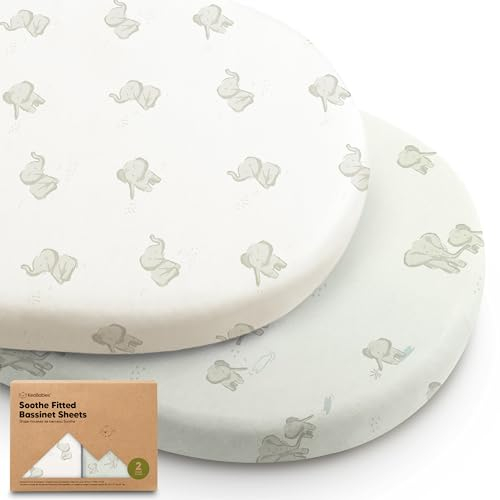 2-Pack Bio Spannbettlaken Babybett für Mädchen, Jungen - 100% Baumwolle Spannbettlaken Kinderwagen, Spannbettlaken Stubenwagen & Wiegen Matratze Bezug, Unisex Beistellbett Spannbettlaken (Elly)