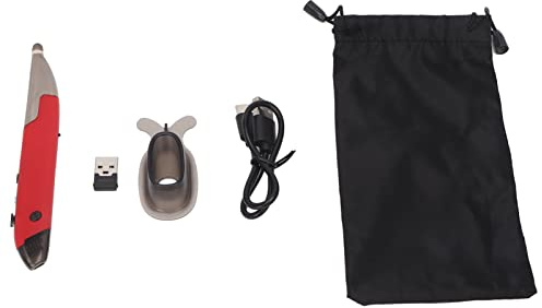 TOPINCN Stylo d'entrée Vocale sans Fil Souris Stylo de Poche Souris 33 Pieds Distance sans Fil 1600 DPI pour Ordinateur (Rouge)