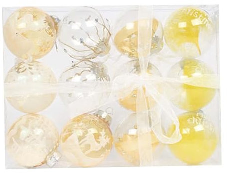 12 Pieces Christmas Balls Ornaments Xmas Tree Decoration Set Pendants Christmas Baubles Bulk for Birthday Party Supplies Yard, Yellow