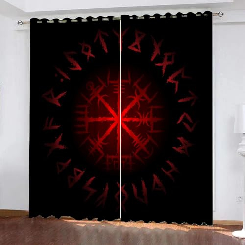 WIKINGER Vorhänge mit ösen 2er Set B 150 X H 166 cm Gardinen Blickdicht Kälteschutz Schallschutz Verdunkelung Wärmeisolierende Vorhang für Wohnzimmer Schlafzimmer
