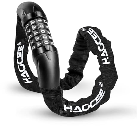 HAOCEE Cerradura Candado para Bicicleta con Código de 5 Dígitos, Candado de Combinación Cadena Bici de Acero Endurecido, Accesorio Regalo para Bicicleta, Bicicleta Eléctrica, Bicicleta de Montaña