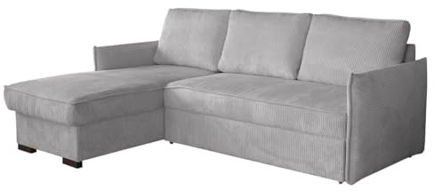 Mirjan24 Ecksofa Moisy Cord, Design Eckcouch, Couch mit Schlaffunktion und Bettkasten, Multifunktionale Wohnlandschaft, L-Form Sofa mit Bettfunktion, Ottomane universell (Poso 110)