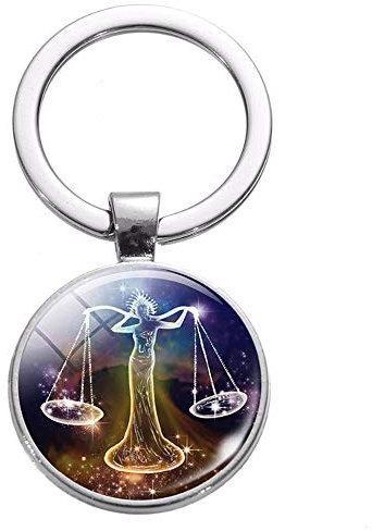 Porte Clé Balance Bleu Stylisé Métal Signe Astrologique Zodiaque clef astro horoscope voiture porteclef symbole astrologie maison cadeau anniversaire homme femme garçon fille fête mère maman père papa
