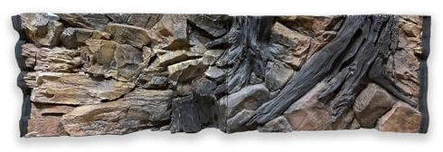 ZooPaul Aquarium Rückwand 3D 150x50cm Terrarium Hintergrund Fels Stein Wurzel Struktur Amazonas NEU