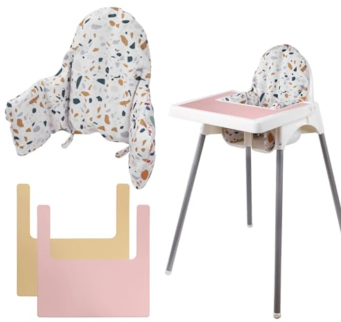 IKEA Hochstuhlkissen Antilop mit 2 Platzdeckchen | Integriertes aufblasbares Sitzkissen | weich und komfortabel | Bequemes Sitzen (Steinblüte)