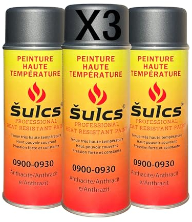 Peinture Professionnelle Haute Température 900° - Aérosol 400ml - Gris Anthracite - Ref. 0930 - Haut Pouvoir Couvrant Barbecue Braséro Four Poêle à bois Thermique Cheminée Auto Moto ŠULCS BBQ® (3)
