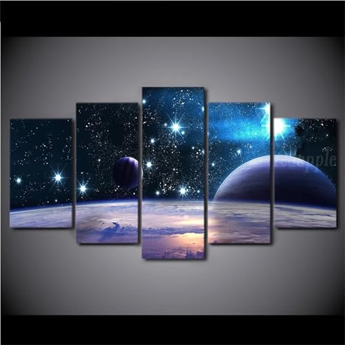 Diamond Painting 5 Teilig Groß XXL Weltraum-Planet Diamant Painting Bilder Basteln Erwachsene 50x25cm Diamond Art Painting, DIY Voll Diamant Malerei Stickerei Kreuzstich für Room Decor Wohnwand N-7740