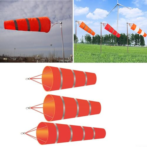 Windsack, Flughafen, Polyester, für Windmessung, 60 cm, Rot
