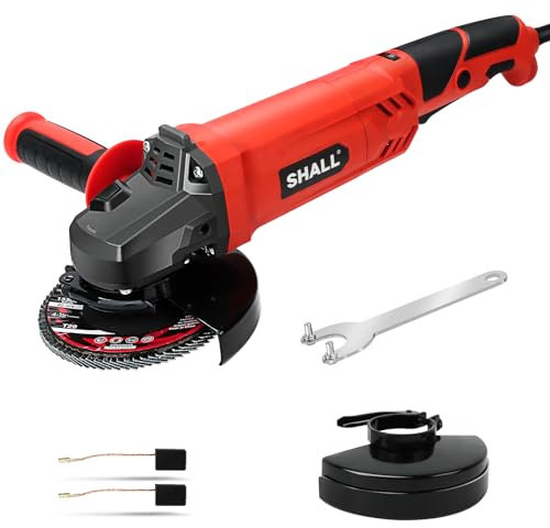 SHALL-Professional Smerigliatrice Angolare,(1100 Watt, Ø disco: 125 mm), inclusa impugnatura aggiuntiva, set di lame da taglio