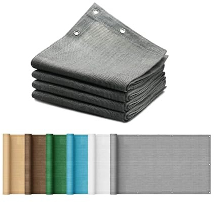 Sonnensegel Rechteckig mit Ösen 3 x 5 m Sonnenschutz Schattiernetz Atmungsaktiv mit Ösen Wetterbeständig Atmungsaktiv HDPE Gewebe Ohne Bohren für Balkon Garten, Grau