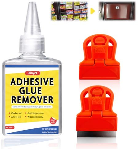 Klebereste Entferner, 60 ml Sekundenkleber Entferner, Etikettenlöse Klebereste entferner auto, Mit Einem Mehrzweckschaber, Entfernt Schnell Hartnäckige Etiketten, Klebereste und Aufkleber