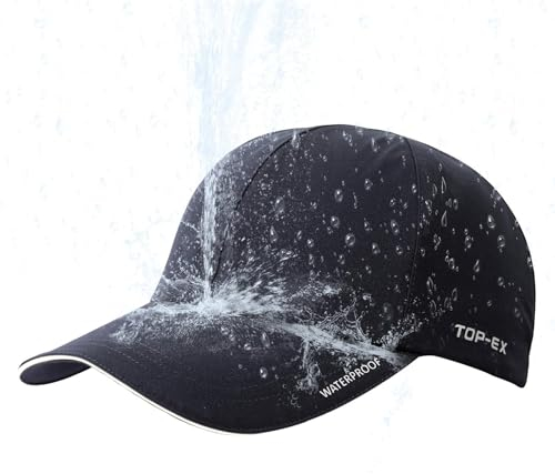 TOPEX XL/XXL wasserdichte Baseball Cap Herren Damen Running Cap Basecap Sports Golf Cap - Sonnenschutz Regenschutz Faltbar Leicht Schwarz XL/XXL