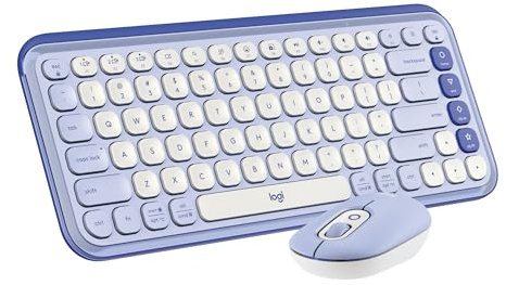 Logitech POP ICON COMBO, Bluetooth keyboard and mouse combo, comfortable typing, programmable keys and buttons, quiet clicks, Easy-Switch up to 3 devices - Lilac