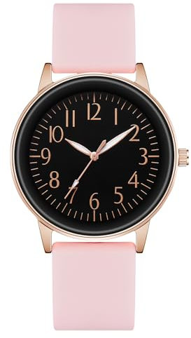 CIVO Montre Femme Bracelet Silicone: Mode Montre Mouvement à Quartz - Analogique Montre pour Femme Vintage Rose