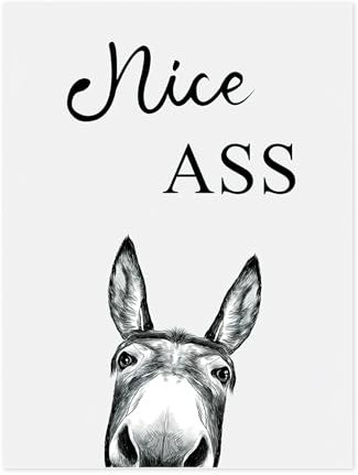 MxyVrix Hochwertiger Kunstdruck für Badezimmer - Lustiges Esel Bild in Schwarz-Weiß - Wanddekoration ohne Rahmen - für WC und Wohnräume - 30x40 cm - Ohne Rahmen