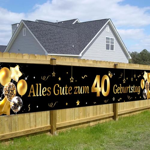 40 Geburtstag Banner Mann 40 Geburtstag Deko Banner Gold Schwarz 40.ter Geburtstag Banner Lange Hintergrund Banner zum 40 Geburtstag Happy 40th Birthday Banner 40.Geburtstagsbanner für mann 40*270cm