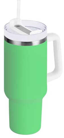 Vaso verde malaquita muy ligero con asa lateral, botella de agua de 30 onzas