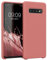 kwmobile Carcasa Compatible con Samsung Galaxy S10 Funda - Case TPU y Silicona antigolpes - Apto Carga inalámbrica - Rosa de Invierno