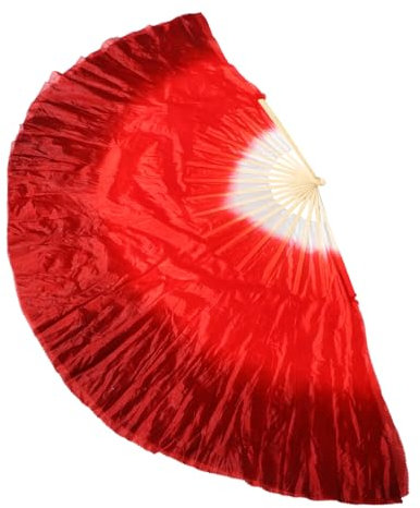 Yardwe Faux Silk Fan Veil Hand Made Long Fans Veils Chinese Style For Women Dance Performance