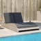 IKAYAA Sonnenliege 2 Personen Verstellbare Doppelliege Outdoor 2 Personen Sonnenbett Outdoor Liegestuhl Verstellbar Gartenliege 2 Personen Poly Rattan-Hellgrau-114 x 205 x 73 cm