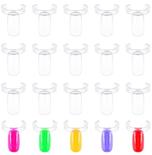 250Pcs Nail Rings Display, Reusable Ring Shape Nail Polish Display for Nails Art Polish Practice White Single Nails Color Swatches Professional Use or Beginner Exercises