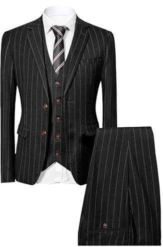 Ensemble 3 pièces pour homme à rayures fines coupe ajustée élégant blazer rayé costume régulier soirée formelle