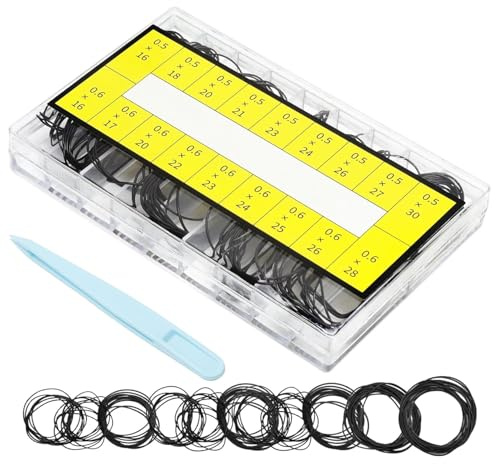 KQDRAVINE Uhr Dichtungsringe Set, 200 Stück O Ringe Uhrendichtung, Wasserdichtes Gummidichtung mit Blauen Pinzette für Uhrenreparaturen, 16-30mm (18 Größen)
