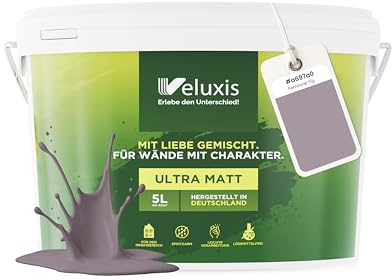 Veluxis® Pintura de pared violeta para interiores - 5 litros y opacidad clase 1, sin vetas, antigoteo y ecológica, sin COV - (Feminine Fig)