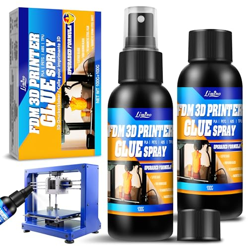 3D Printer Adhesive - 3D Print Glue Spray (Improved Version), Prevents Warping on Heated Print Bed, Easy Removal for ABS PLA PETG TPU Filaments on Various Build Plates, No Residue - 100g*2