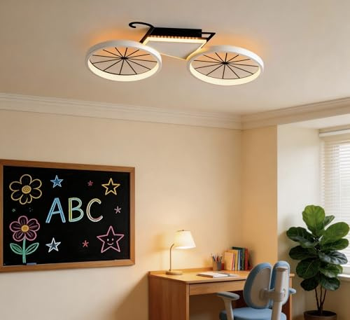 YZBEIMDAI LED Kinder Deckenlampe Fahrrad, 54CM Dimmbar Deckenleuchte Kinderzimmer mit Fernbedienung/APP, Acryl Deckenlampe Schlafzimmer Jungen Mädchen mit Speicher- und Timerfunktionen