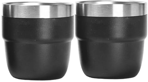CAKEEYUM 2 Stück stapelbare Tassen, 113 ml, vakuumisolierte Espressotassen aus Edelstahl, leicht zu reinigende Espressotassen für Auto, Zuhause, Camping, Reisen