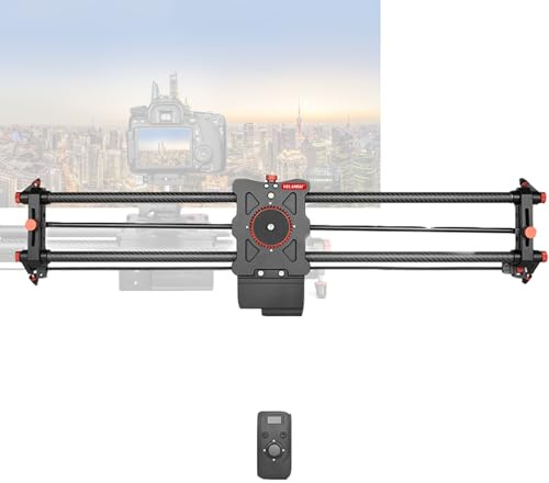 RkgSinuo Slider per Telecamera Professionale con Binario Dolly in Fibra di Carbonio, Time Lapse Motorizzato E Ripresa Video Follow Focus E Ripresa Panoramica A 120 Gradi L100RC