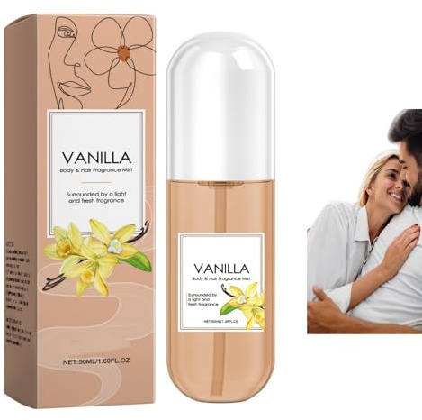 Vanille Body & Hair Fragrance Mist, Lang anhaltender frischer Vanilleduft, leichtes Spray für den täglichen Gebrauch für Frauen, hinterlässt das Haar mit frischem Vanilleduft, (1Stück)