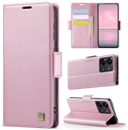 Teeirllim Coque pour Xiaomi Redmi 13C / Xiaomi Poco C65, [RFID Blocage] Etui Protection Housse Premium en Cuir PU, Pochette de Portefeuille Etui à Rabat Flip Case pour Xiaomi Redmi 13C, Or Rose