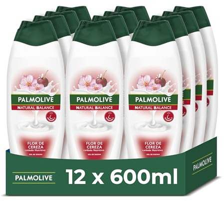Palmolive Naturals Flor de Cereza Gel de Ducha 600ml, Vitamina E para nutrir la piel, deja la piel con tacto suave, con leche de almendra de origen vegetal, con 95% ingredientes de origen natural