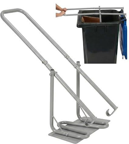 Relaxdays Müllpresse für Mülltonne, Müllverdichter mit Metallplatte, grau | Hausmüll, Restmüll, Plastik, manuell, Stahl