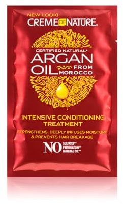 Creme of Nature, Argan, Masque Unitaire Hydratant à l’Huile d’Argan du Maroc, formule hydratante et crémeuse, Cheveux Bouclés Frisés Crépus, Sans Sulfates, Sachet (63,7g)