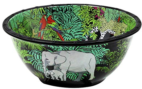 Les Jardins de la Comtesse - Saladier Profond en Mélamine Pure - Jungle - 3L / Ø 25 cm - Noir et Vert - Bol décoré Intérieur/Extérieur - Vaisselle Quasi-Incassable MelARTmine