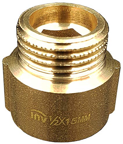 Invena 1/2 BSP (15mm) Pipe Thread Extension Female x Male Cast Iron Brass - 15mm long