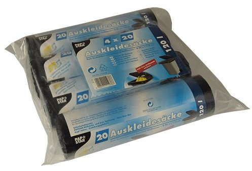 PAPSTAR 320 Auskleidesäcke für Mülltonnen 120 l 110 cm x 90 cm schwarz 11038 Müllbeutel Müllsäcke