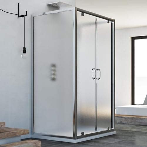 Idralite Sintesi Trio 2 Türen 3-seitige Duschkabine 75x120x75 cm H185 Strukturglas