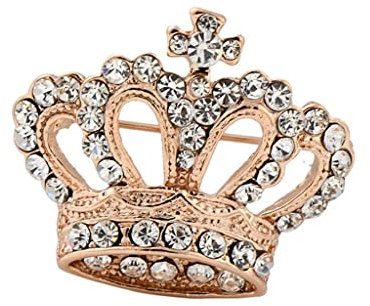 Koenig Koenigin Krone Kristall Brosche Gold Hochzeit Weihnachten