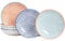 Nicola Spring Patterned Pasta Bowls - 3 Colours - Pack of 6 - Porcelain Flower Print Design Rice Serving Bowls for Cereal, Fruit, Dessert, Salad, Noodles, Snacks