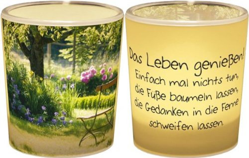 La Vida Teelichtglas, Plastik, bunt, 6 x 4 cm