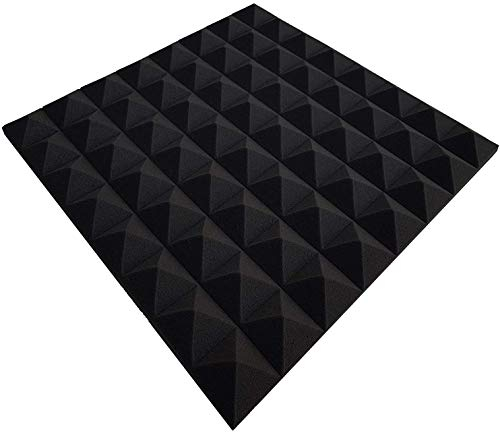 Pyramide Noppenschaumstoff,Akustik Schaumstoff, Akustikschaumstoff, Pyramiden Akustik, Dämmung , (99 x 99 x 4 cm, Anthrazit/Schwarz)