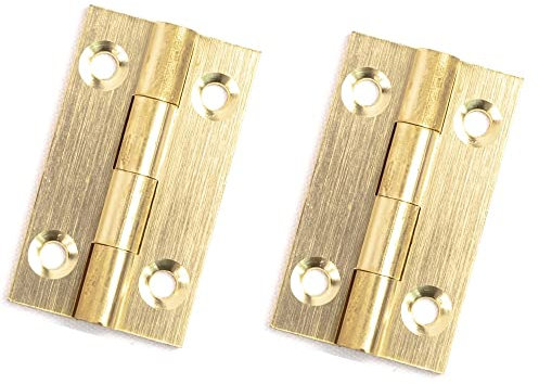 Merriway BH03470 (2 Pcs) 38mm (1.1/2 inch) Solid Brass Butt Hinge - Pack of 2 Pieces