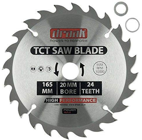 Draak TCT Circular Saw Blade Wood Cutter 165 x 20 x 24 Teeth Carbide for Wood Cutting Woodworking