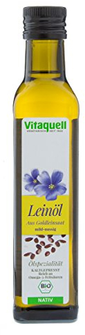 Vitaquell Bio Omega 3 Leinöl aus Goldleinsaat 250 ml, reich an Omega 3 Fettsäuren, insbesondere α--Linolensäure (55 %)
