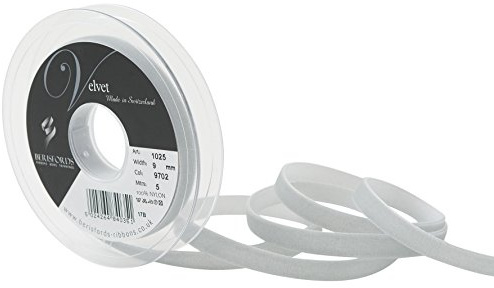 Berisfords Velvet Ribbon, Silver, 102 x 15 x 102 cm