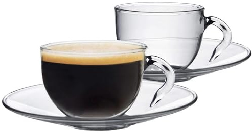 Argon Tableware Clear Glass Espresso Cup & Saucer - 60ml (2.1oz) - Pack of 6